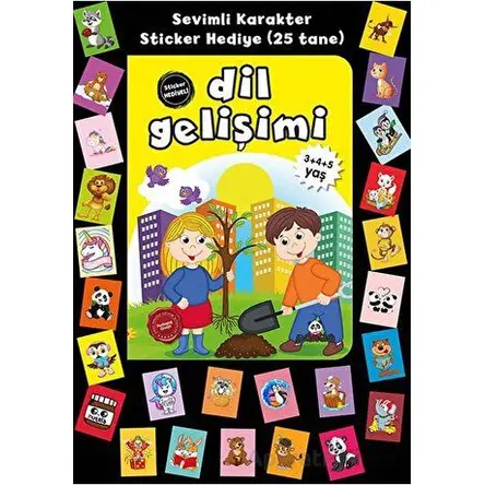 Stickerlı 3+4+5 Yaş Dil Gelişimi - Pedagog Afife Çoruk - Beyaz Panda Yayınları