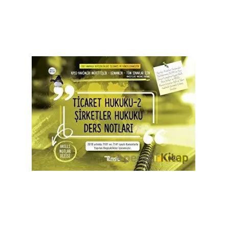 Ticaret Hukuku 2 - Şirketler Hukuku Ders Notları - Kolektif - Temsil Kitap