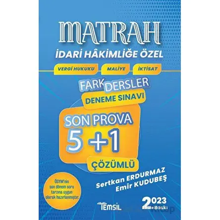 Matrah Vergi Hukuku - Maliye - İktisat 5+1 Fark Dersler Çözümlü Deneme Sınavı