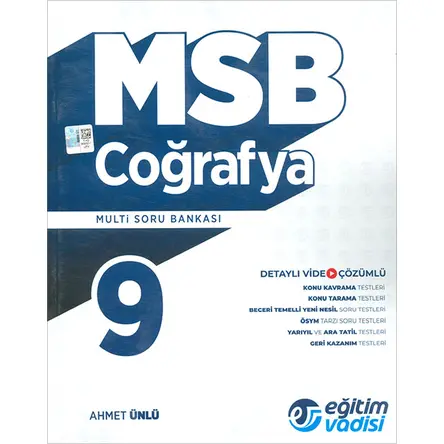 9.Sınıf Coğrafya Güncel MSB Multi Soru Bankası Eğitim Vadisi Yayınları