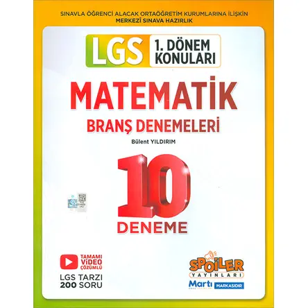8.Sınıf LGS 1.Dönem Matematik Branş Denemeleri Spoiler Yayınları