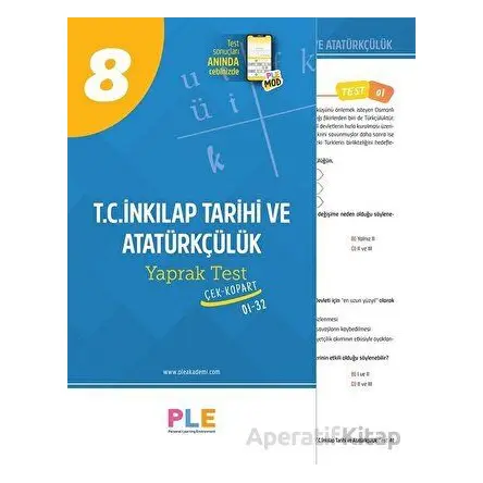 8.Sınıf LGS T.C İnkılap Tarihi ve Atatürkçülük Yaprak Test Birey PLE