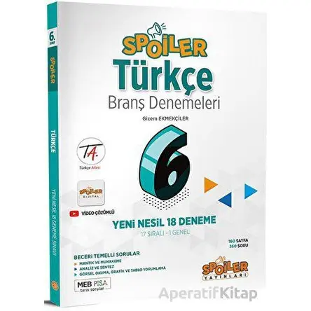 Spoiler Yayınları 6.Sınıf Türkçe Branş Denemeleri