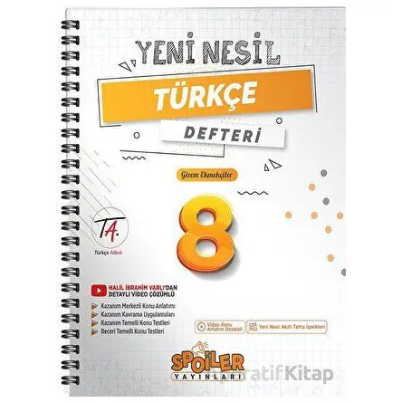 Spoiler Yayınları 8. Sınıf Türkçe Yeni Nesil Defteri