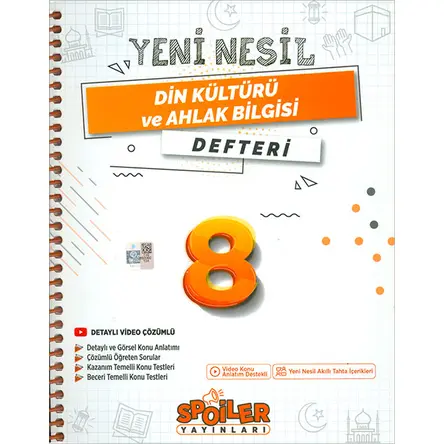8.Sınıf Din Kültürü ve Ahlak Bilgisi Yeni Nesil Defteri Spoiler Yayınları