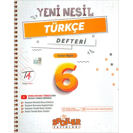 6.Sınıf Türkçe Yeni Nesil Defteri Spoiler Yayınları