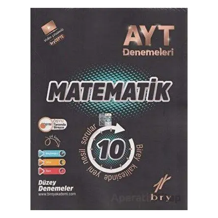 YKS AYT Matematik 10lu Deneme Video Çözümlü Birey Yayınları - Kolektif - Birey Yayıncılık