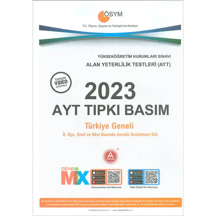 AYT Tıpkı Basım Deneme Sınavı A Yayınları
