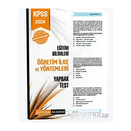 2024 KPSS Eğitim Bilimleri Öğretim İlke ve Yöntemleri Yaprak Test