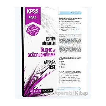 2024 KPSS Eğitim Bilimleri Ölçme ve Değerlendirme Yaprak Test - Kolektif - Pegem Akademi Yayıncılık