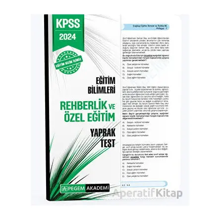 2024 KPSS Eğitim Bilimleri Rehberlik ve Özel Eğitim Yaprak Test