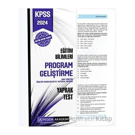 2024 KPSS Eğitim Bilimleri Program Geliştirme Yaprak Test - Kolektif - Pegem Akademi Yayıncılık