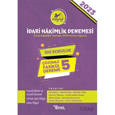 İmtiyaz İdari Hakimlik Denemesi Çözümlü 5 Deneme - Kolektif - Temsil Kitap