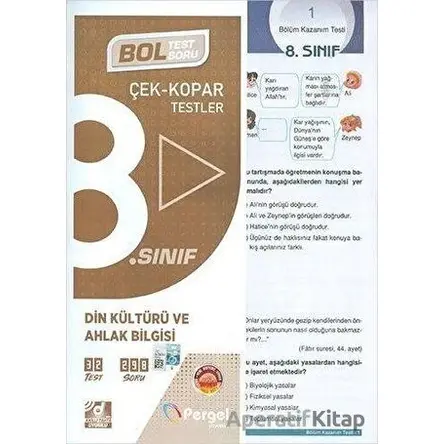 Pergel 8.Sınıf Din Kültürü ve Ahlak Bilgisi Yaprak Test