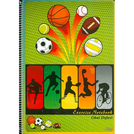 Okul Defteri A4 Boy 120 Yaprak Çizgisiz Spiral Kapak Alfa Defter