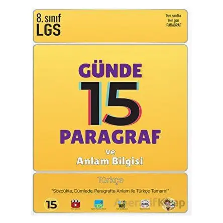 8. Sınıf LGS Günde 15 Paragraf ve Anlam Bilgisi Soru Bankası Tonguç Akademi