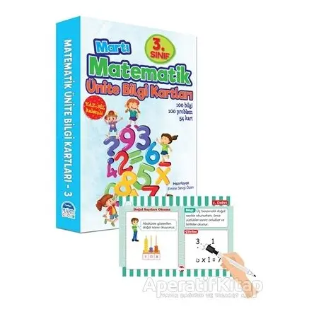 3. Sınıf Matematik Ünite Bilgi Kartları - Yaz Sil Kalemli - Emine Sevgi Özen - Martı Çocuk Yayınları