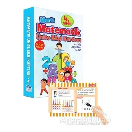 4. Sınıf Matematik Ünite Bilgi Kartları - Yaz Sil Kalemli - Emine Sevgi Özen - Martı Çocuk Yayınları