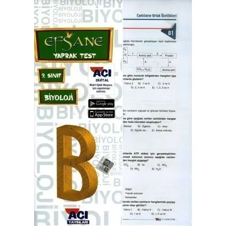 Açı Yayınları 9. Sınıf Biyoloji Yaprak Test
