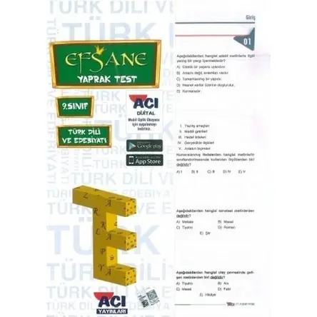 Açı Yayınları 9. Sınıf Türk Dili ve Edebiyatı Yaprak Test