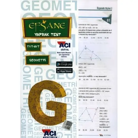 Açı Yayınları YKS TYT AYT Geometri Yaprak Test