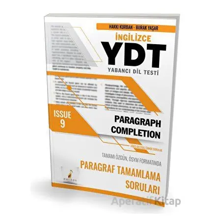 YDT İngilizce Paragraph Completion Issue 9 - Burak Yaşar - Pelikan Tıp Teknik Yayıncılık