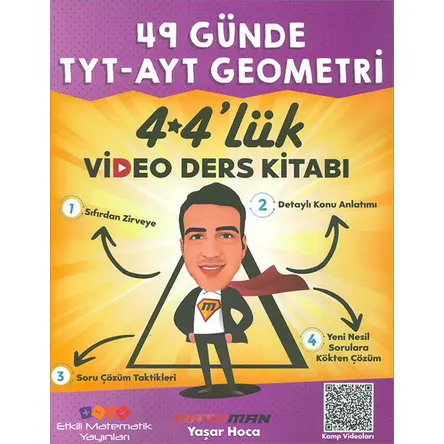 49 Günde TYT-AYT Geometri 4x4lük Video Ders Kitabı - Yaşar Hoca - Etkili Matematik Yayınları