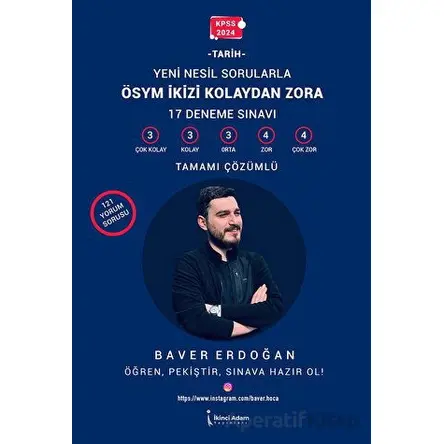 KPSS 2024 O¨SYM İkizi Kolaydan Zora - Baver Erdoğan - İkinci Adam Yayınları