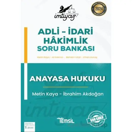 İmtiyaz Adli - İdari Hakimlik Soru Bankası Anayasa Hukuku - İbrahim Akdoğan - Temsil Kitap