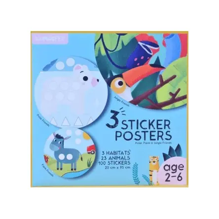 3lü Habitat Sticker Poster Orman, Kutup ve Çiftlik Arkadaşları Kidmosfer