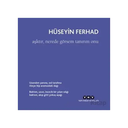Aşktır, Nerede Görsem Tanırım Onu - Hüseyin Ferhad - Yapı Kredi Yayınları