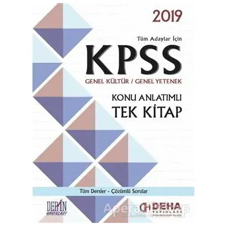 2019 KPSS Genel Kültür Genel Yetenek Konu Anlatımlı Tek Kitap - Kolektif - Derin Yayınları