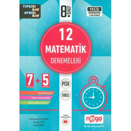 8.Sınıf 12 Matematik Denemeleri Nego Yayınları