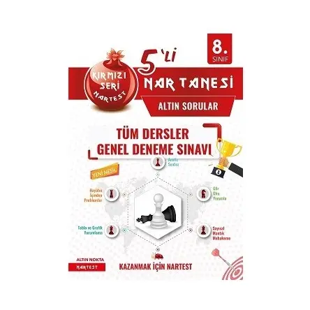 Nartest 8. Sınıf Tüm Dersler Kırmızı Seri Nar Tanesi 5 li Deneme