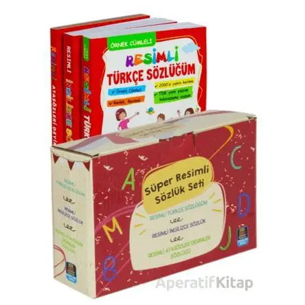 Süper Resimli Sözlük Seti Türkçe, İngilizce, Atasözleri (3 Kitap-Kutulu)