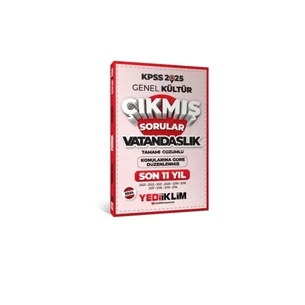 Yediiklim 2025 KPSS Genel Kültür Lisans Vatandaşlık Konularına Göre Son 11 Yıl Çıkmış Sorular