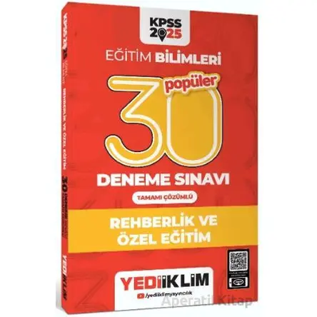 Yediiklim Yayınları 2025 KPSS Eğitim Bilimleri 30 Popüler Rehberlik ve Özel Eğitim Deneme Sınavı