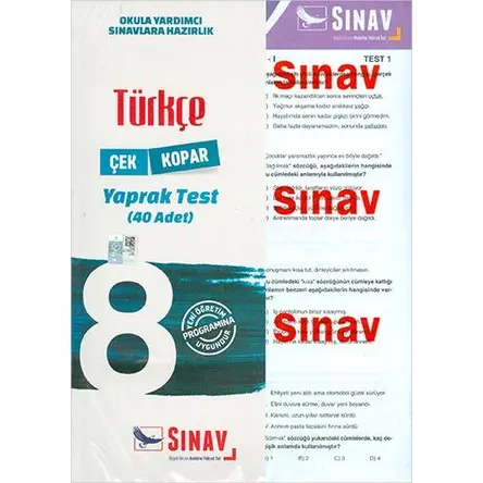 8. Sınıf Türkçe Yaprak Test Sınav Yayınları