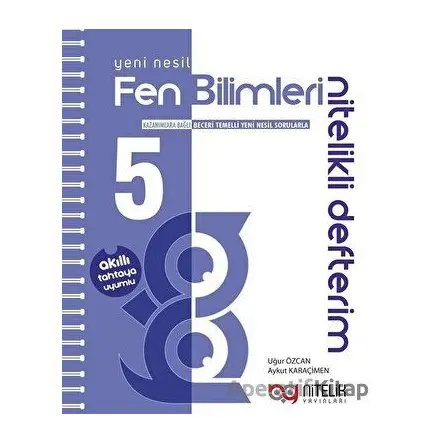 5. Sınıf Fen Bilimleri Nitelikli Defterim Nitelik Yayınevi (2024 Öncesi Müfredat)