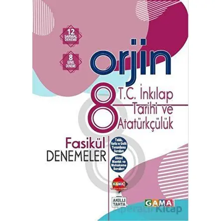 8.Sınıf Orjin İnkılap Tarihi Fasikül Deneme Gama Yayınları