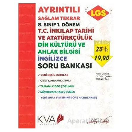 8. Sınıf LGS 1. Dönem İnkılap Din Kültürü İngilizce Ayrıntılı Sağlam Tekrar Soru Bankası KVA