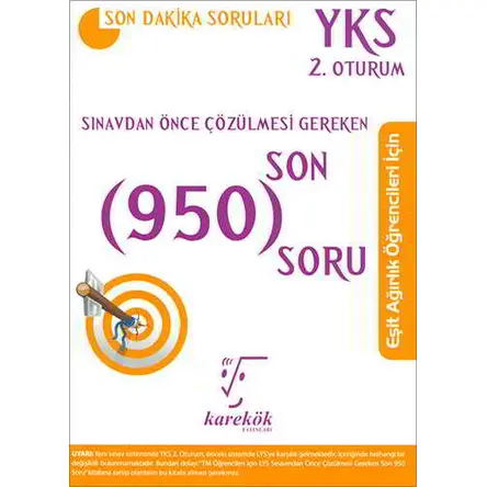 YKS 2. Oturum Eşit Ağırlık Öğrencileri İçin Sınavdan Önce Çözülmesi Gereken Soru Karekök Yayınları