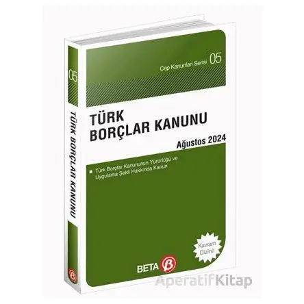 Türk Borçlar Kanunu - Ağustos 2024 - Kolektif - Beta Yayınevi