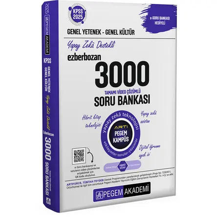 Pegem 2025 KPSS Genel Yetenek Genel Kültür Ezberbozan 3000 Çözümlü Soru Bankası