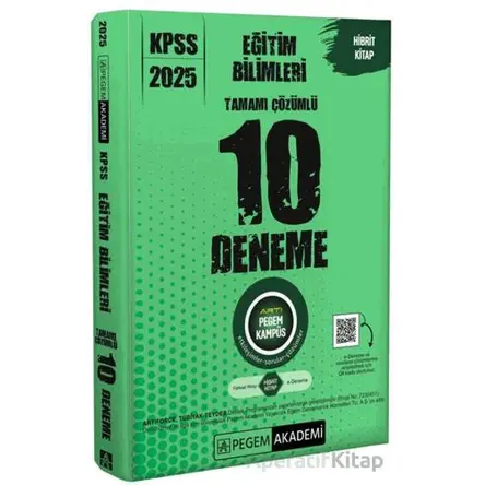 2025 KPSS Eğitim Bilimleri Tamamı Çözümlü 10 Deneme - Komisyon - Pegem Akademi Yayıncılık