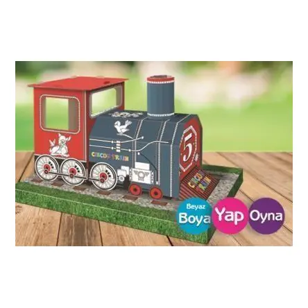 Circus Train 3D Boyutlu Karton Maket Boyama Treni