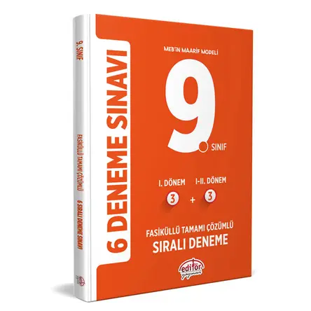 9.Sınıf Çözümlü 6 Deneme Sınavı 2025 Editör Yayınevi
