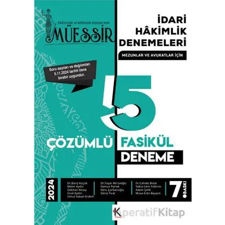Müessir İdari Hakimlik Denemeleri-2024 Çözümlü 5 Deneme - Kolektif - Kuram Kitap
