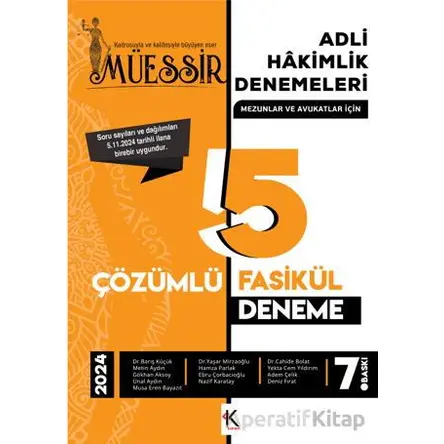 Müessir Adli Hakimlik Denemeleri- 2024 Çözümlü 5 Deneme - Kolektif - Kuram Kitap