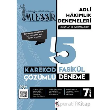Müessir Adli Hakimlik Denemeleri- 2024 Karekod Cözümlü - Kolektif - Kuram Kitap